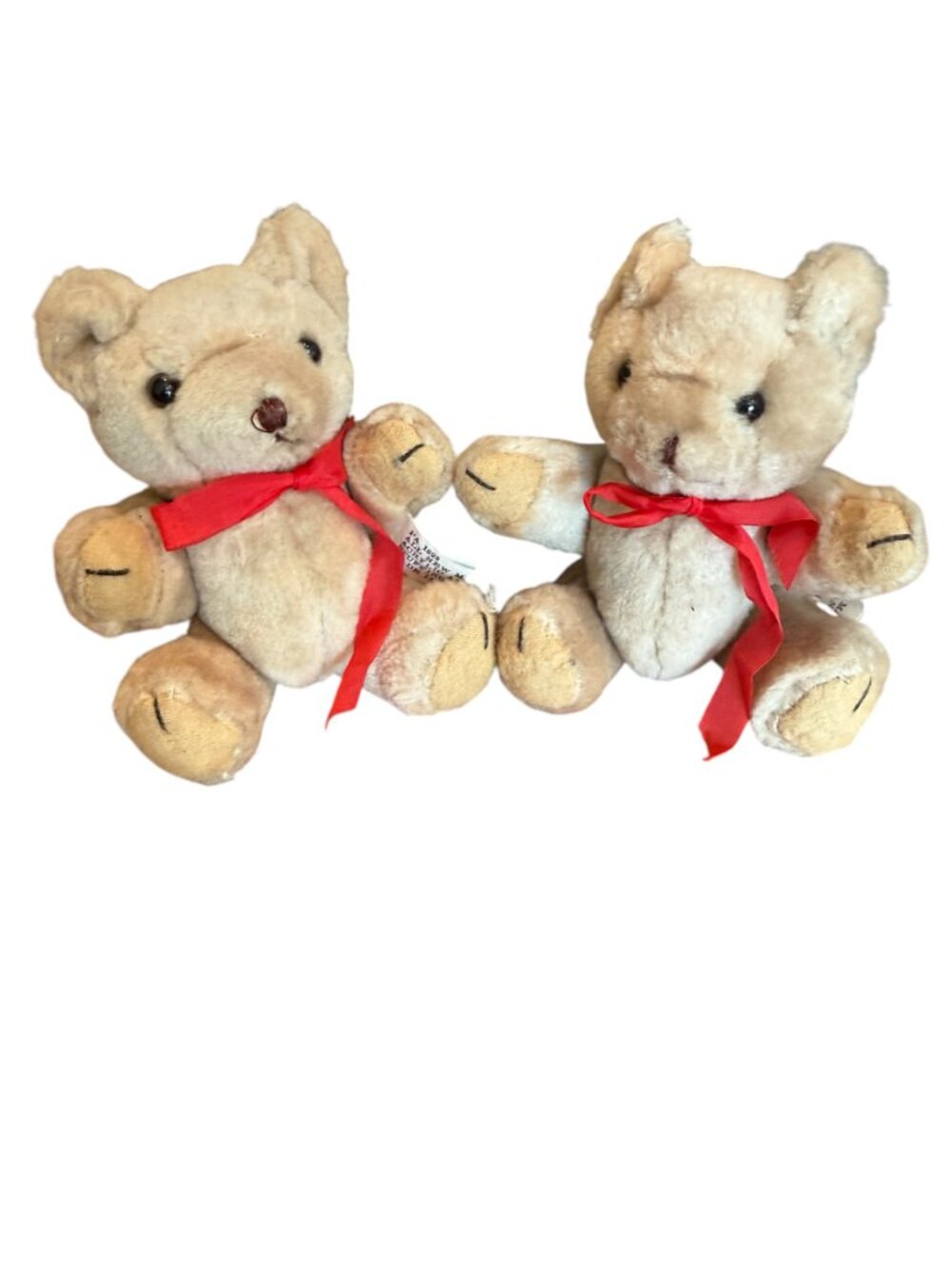 2 Vintage 1980's Tan Jointed Teddy Bear 4 inches
